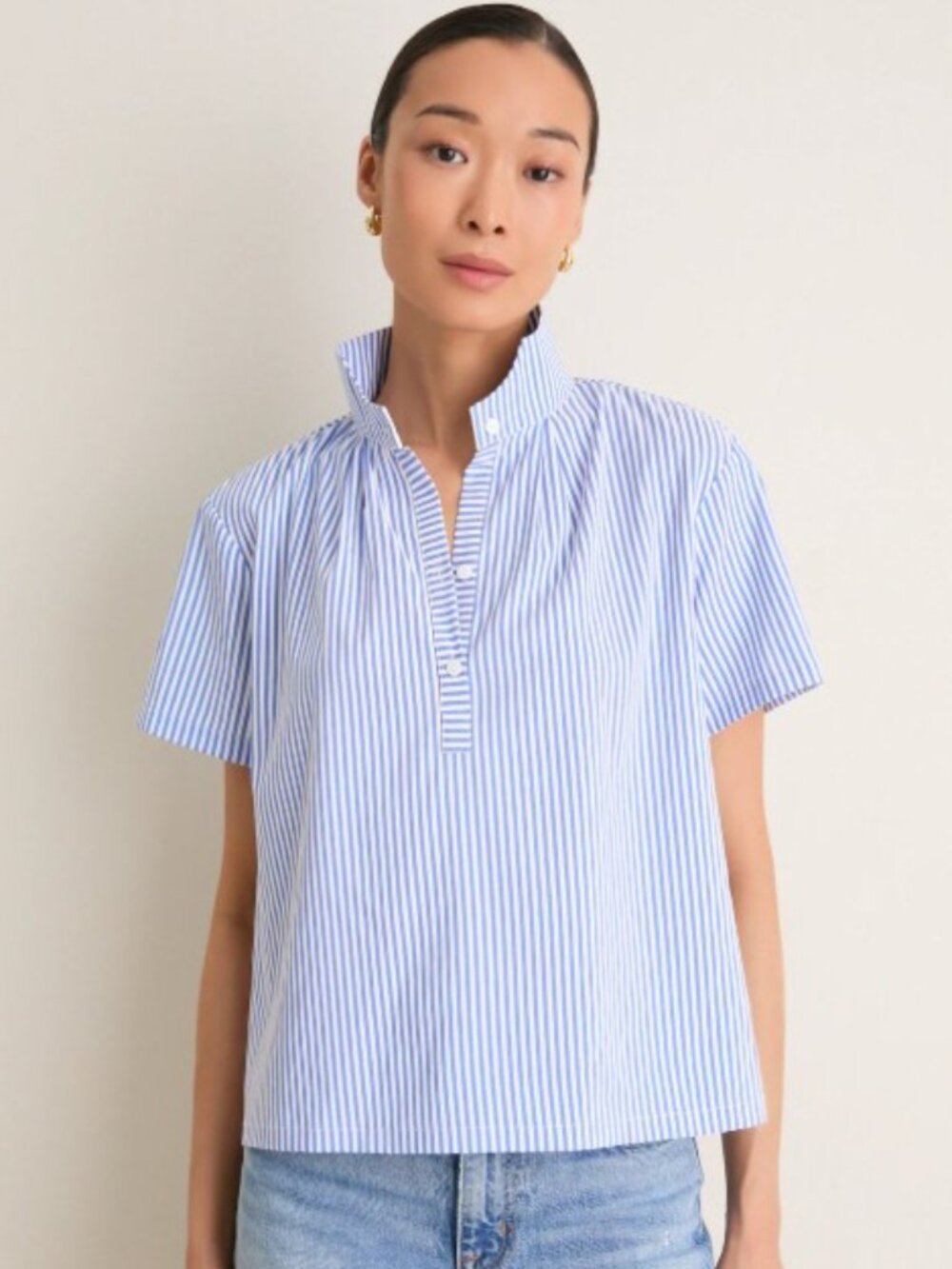 Tuckernuck Blue and White Stripe Finn Popover, S